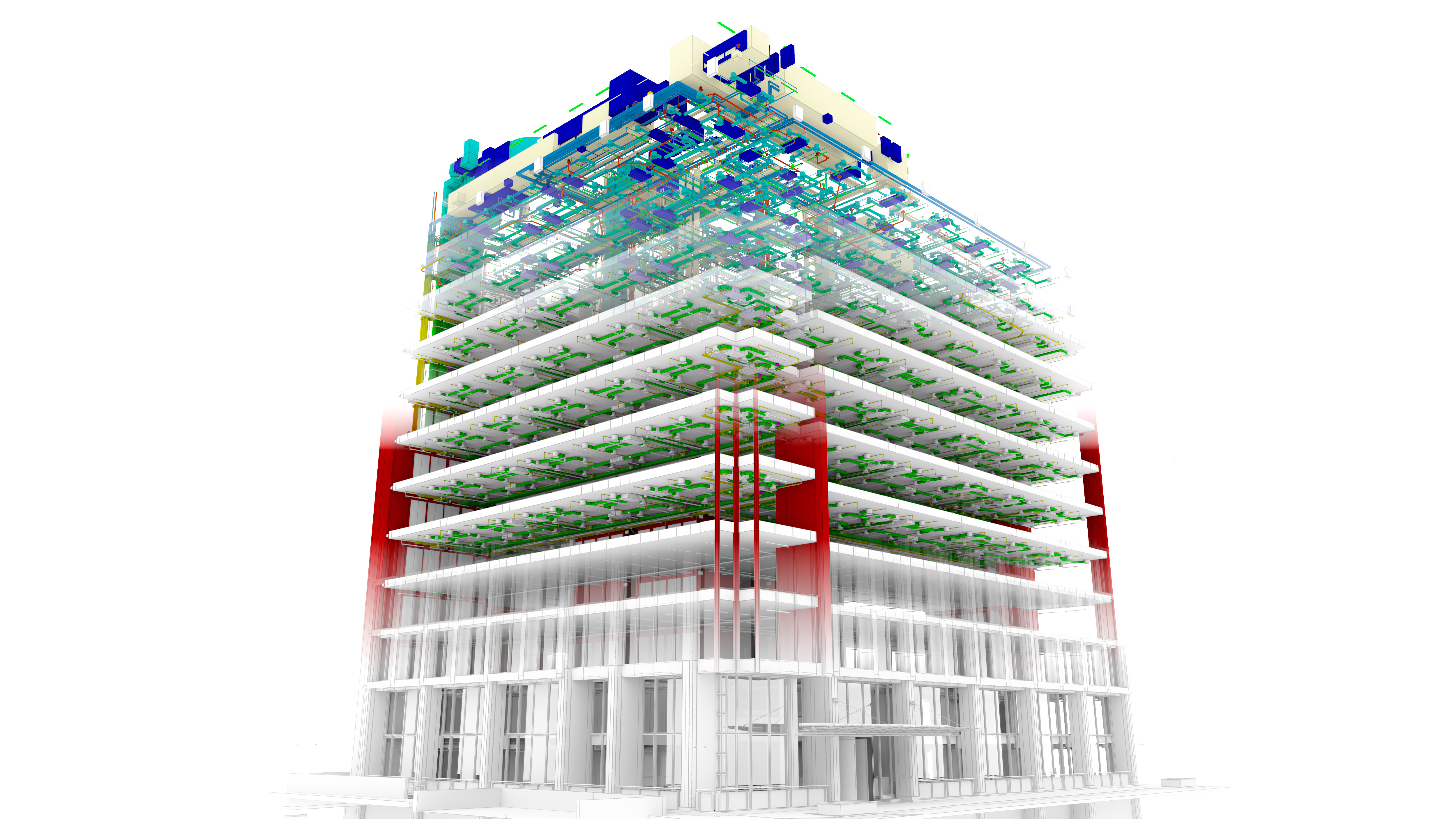 3D rendering of building with floors visible