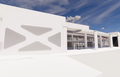 Rendering International Terminal, Waterloo, Utilities with outside view