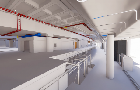 3D. Rendering International Terminal, Waterloo, utilities